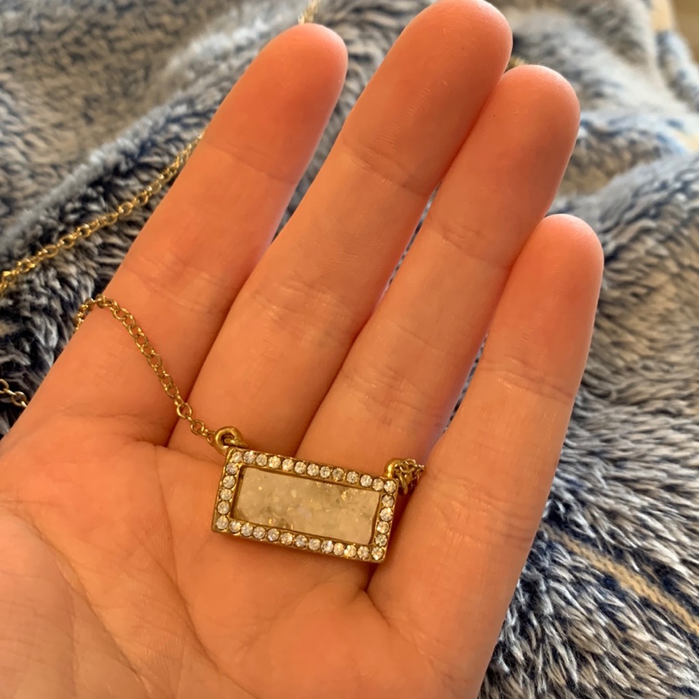 Adjustable gold necklace with crystal and gem detailing